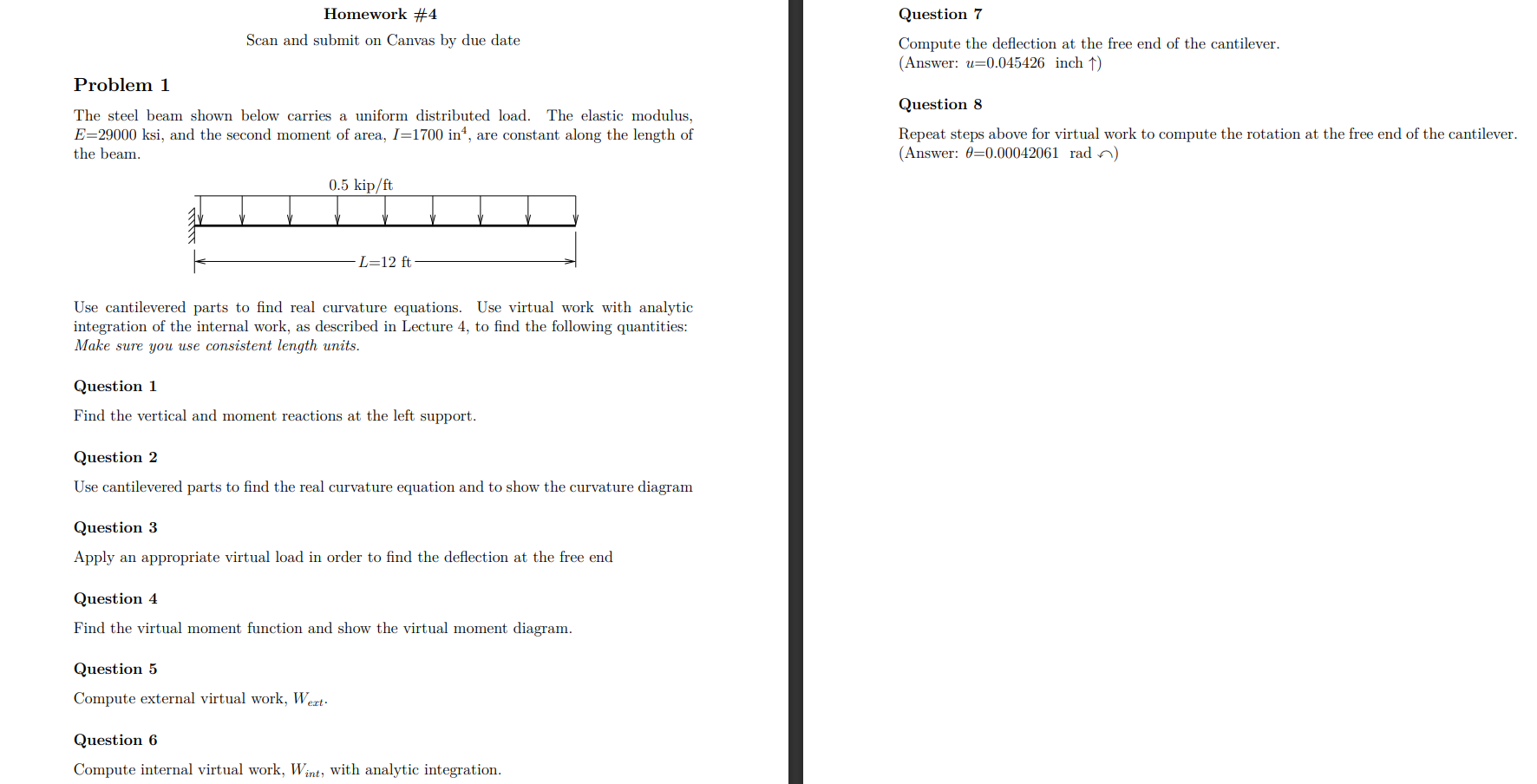 Problem 1 The steel beam shown below carries a