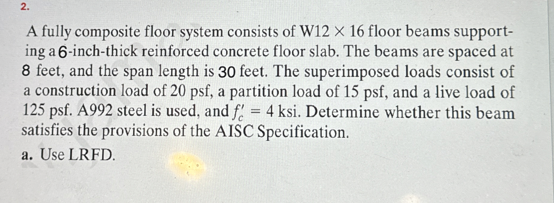 A fully composite floor system consists of W 1 2