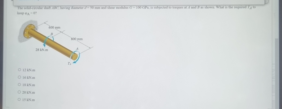 The solid - circular shaft ABC, having diameter d