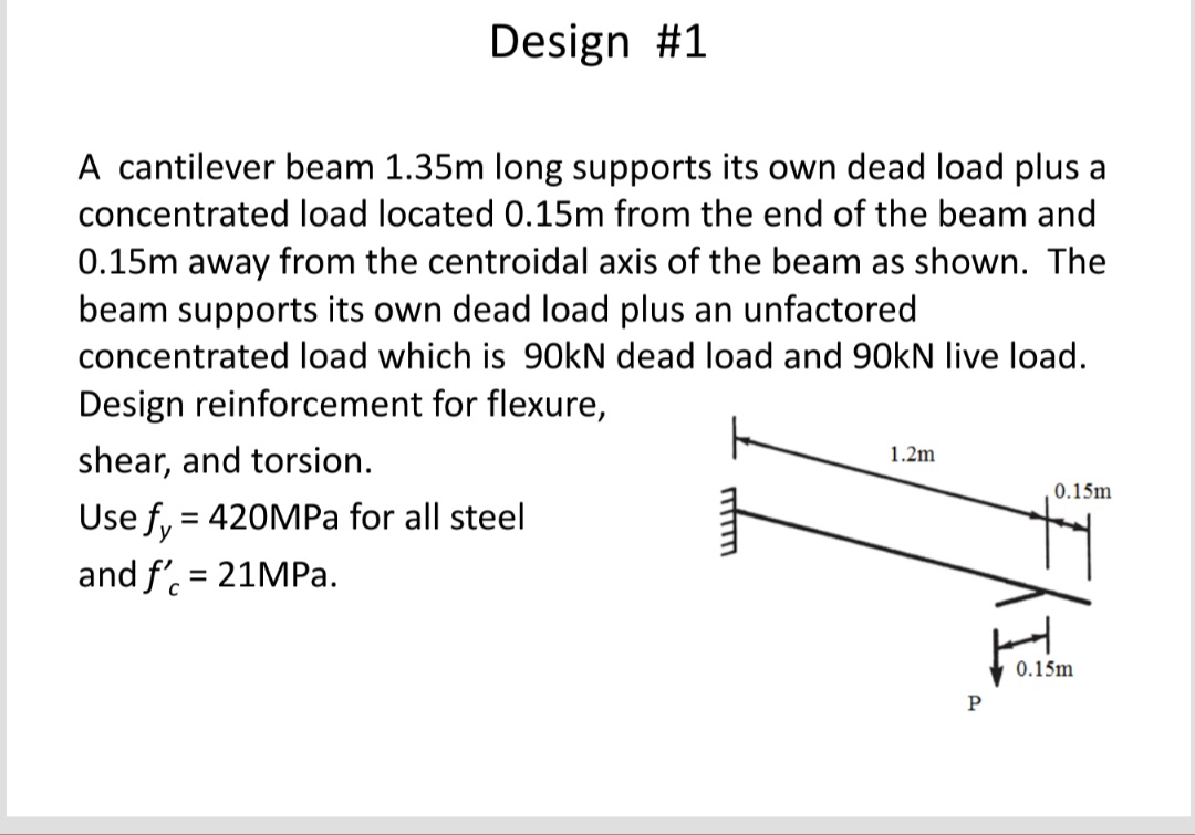 Design # 4 Design # 1 A cantilever beam 1 . 3 5 m