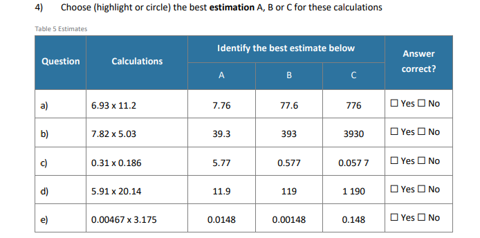 Choose ( highlight or circle ) the best