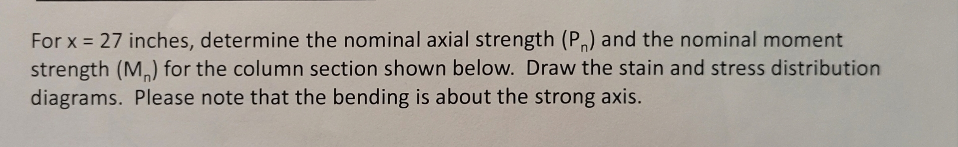 For x = 2 7 inches, determine the nominal axial