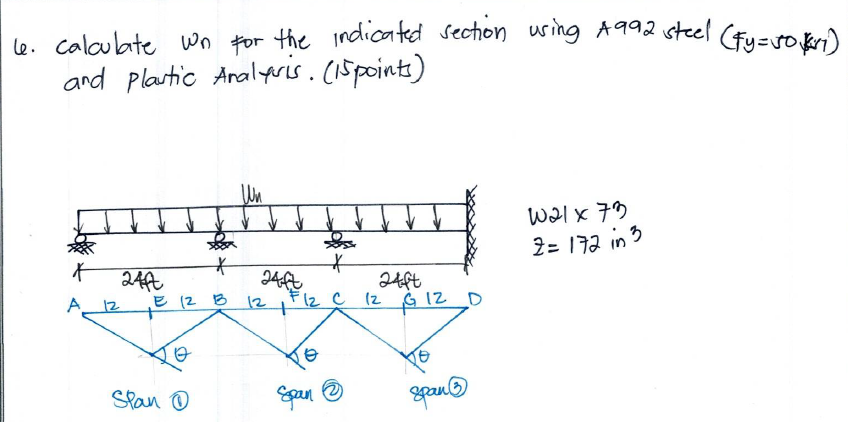 calculate wn for the indicated section using A 9