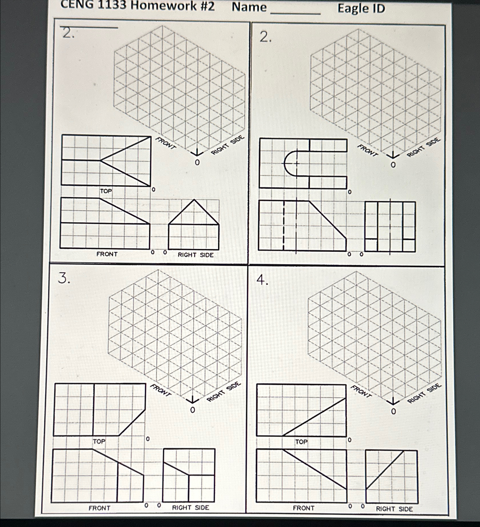 CENG 1 1 3 3 Homework # 2 Name Eagle ID 2 . 2 . \