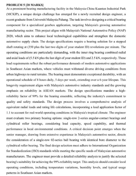 help PROBLEM 5 [ 2 0 MARKS ] At a prominent