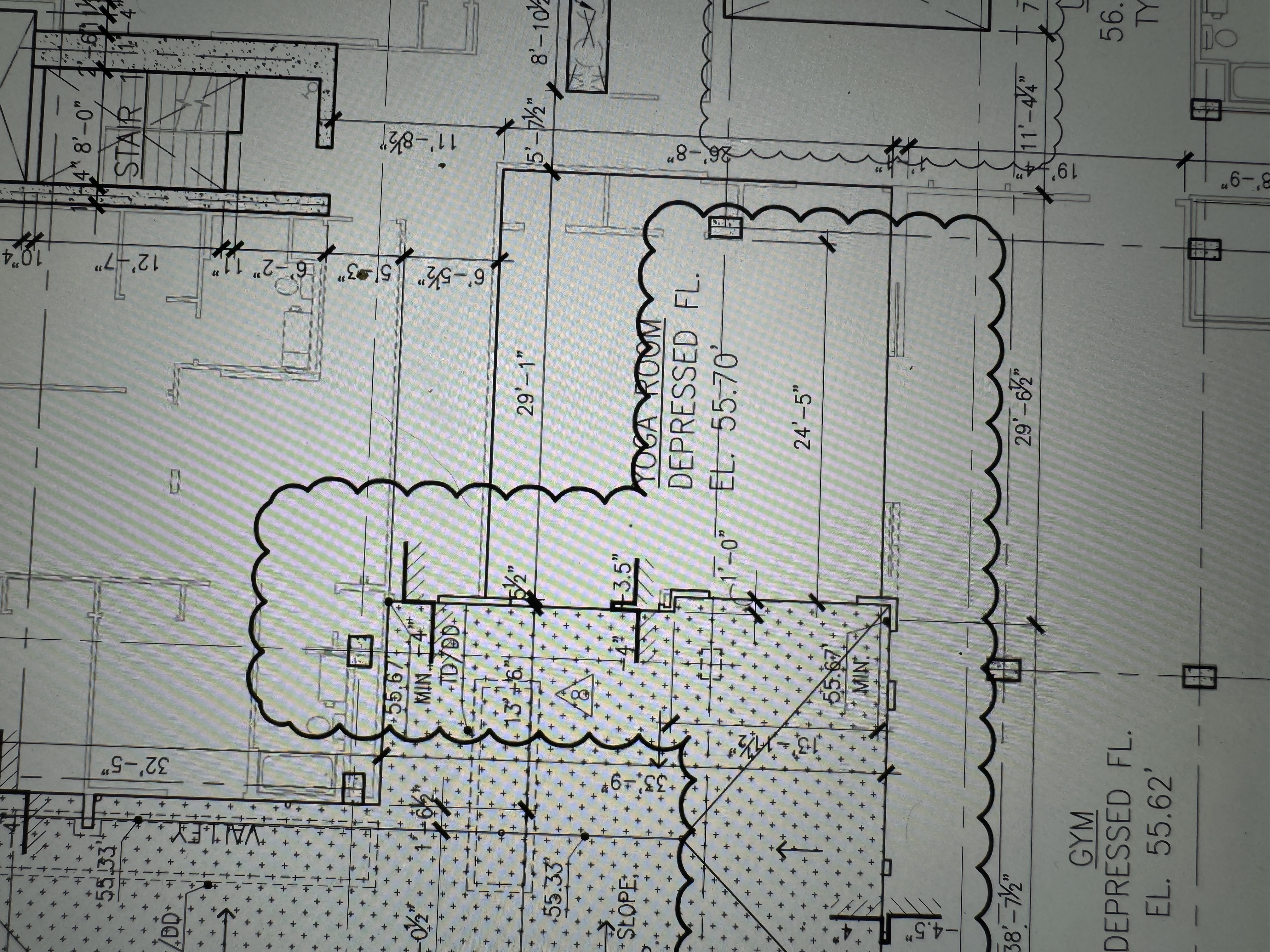 Per slab plan 2 A 1 0 5 b there is a depression