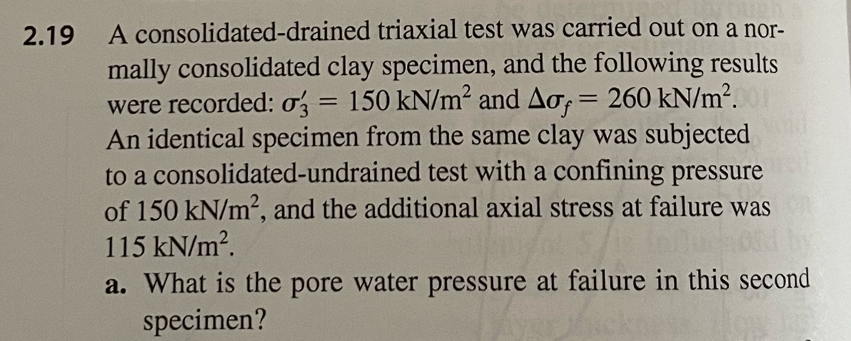 2 . 1 9 A consolidated - drained triaxial test