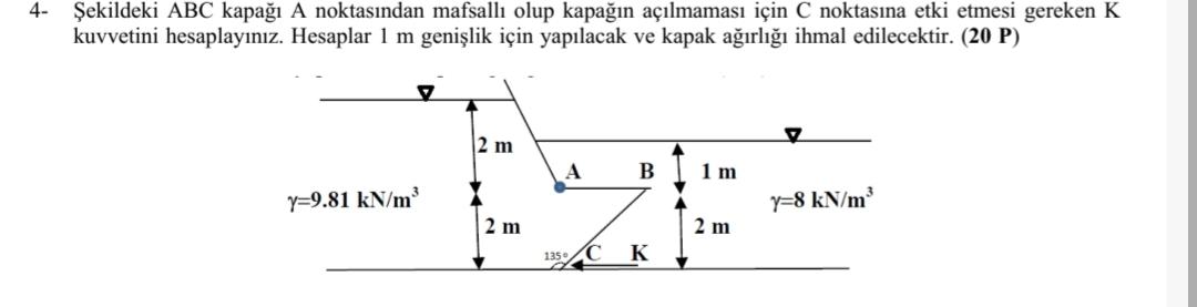 4 - ekildeki ABC kapa A noktas ndan mafsall olup