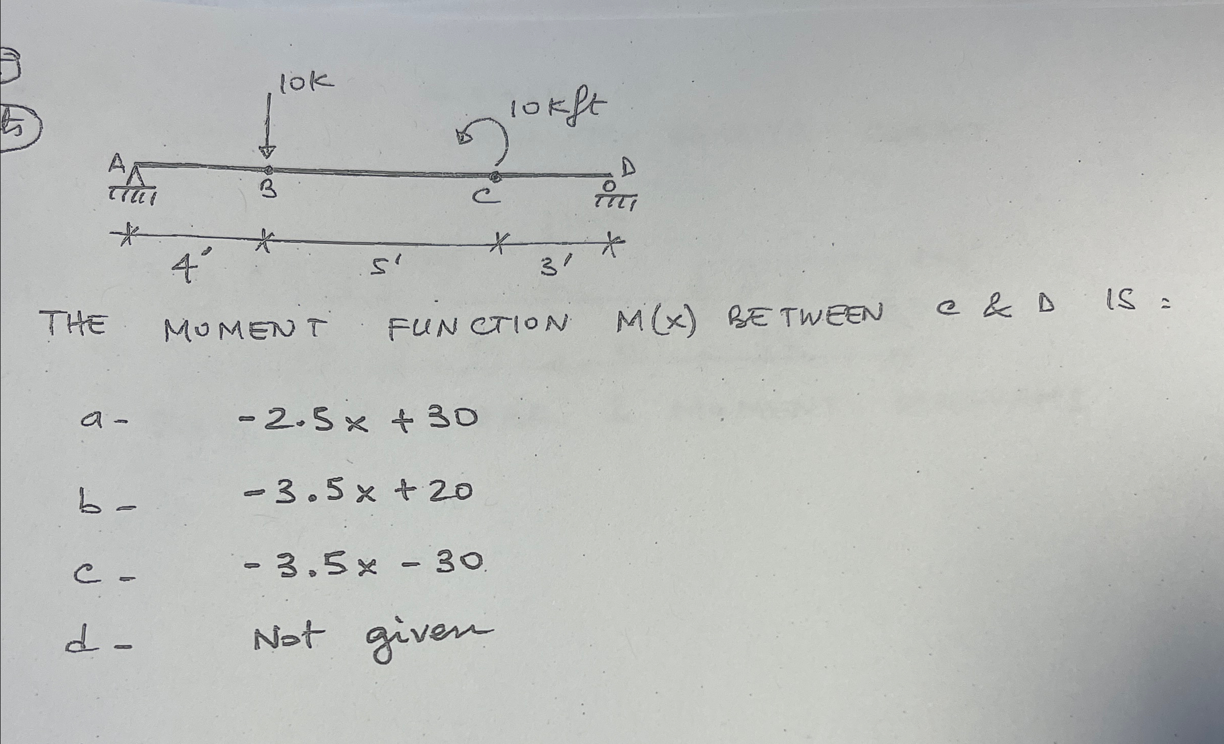 ( 5 ) THE MUMENT FUNGTON M ( x ) BETWEEN C && IS: