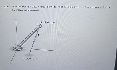 3 X - 4 The cable BC exerts a 8 0 0 N force F on