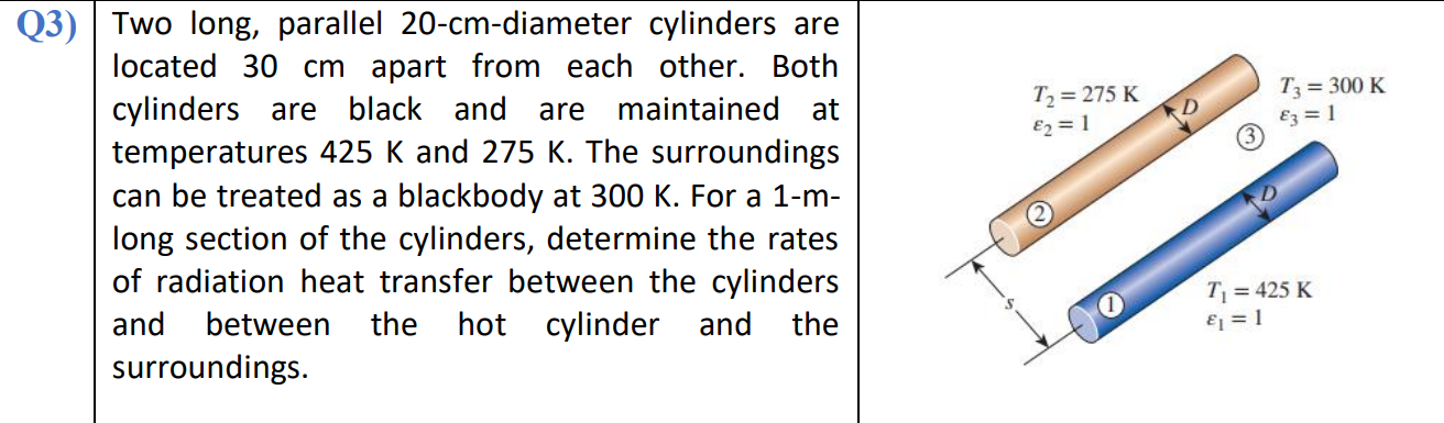 Q 3 ) Two long, parallel 2 0 - cm - diameter