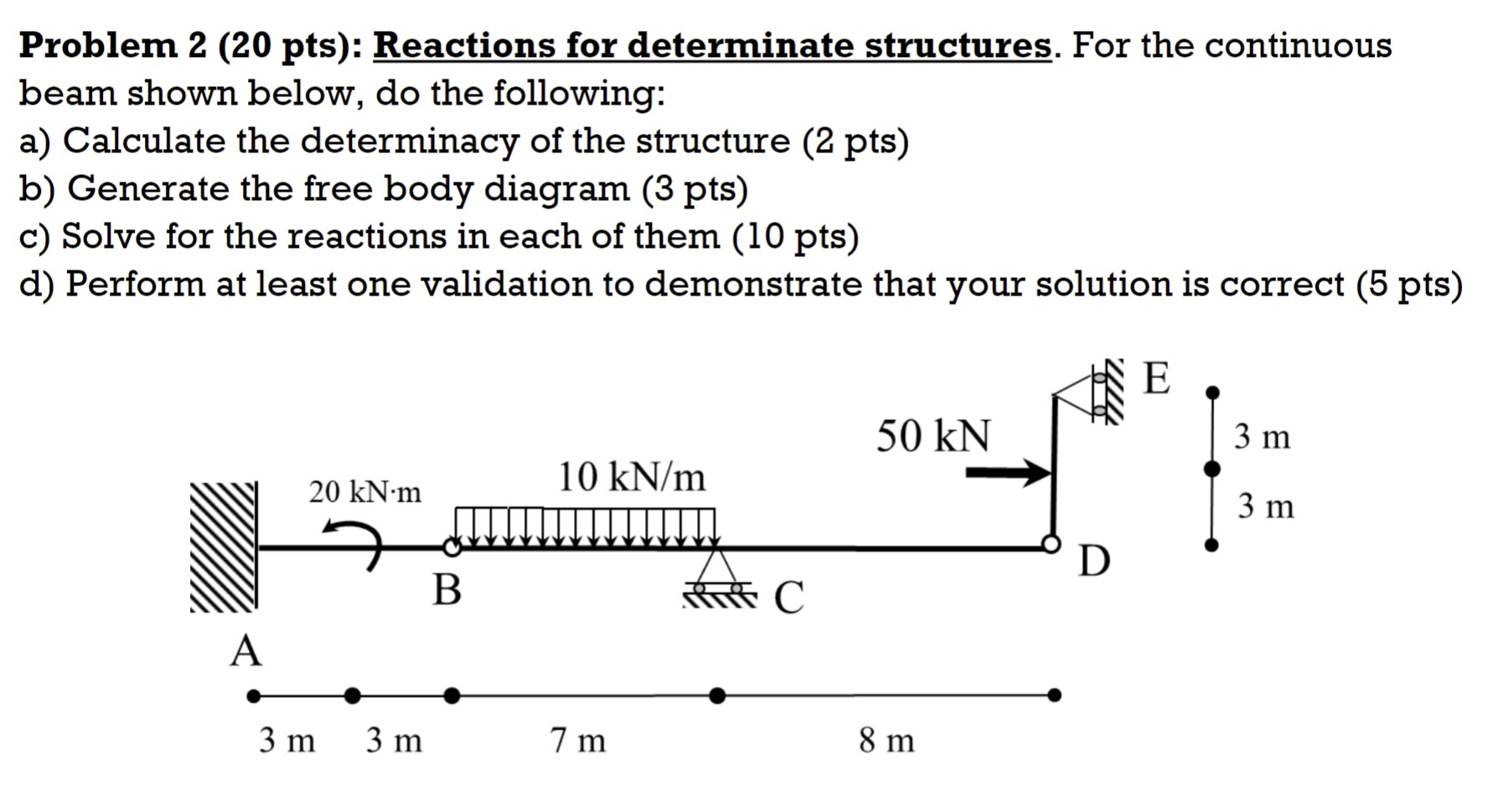 Problem 2 ( 2 0 pts ) : Reactions for determinate
