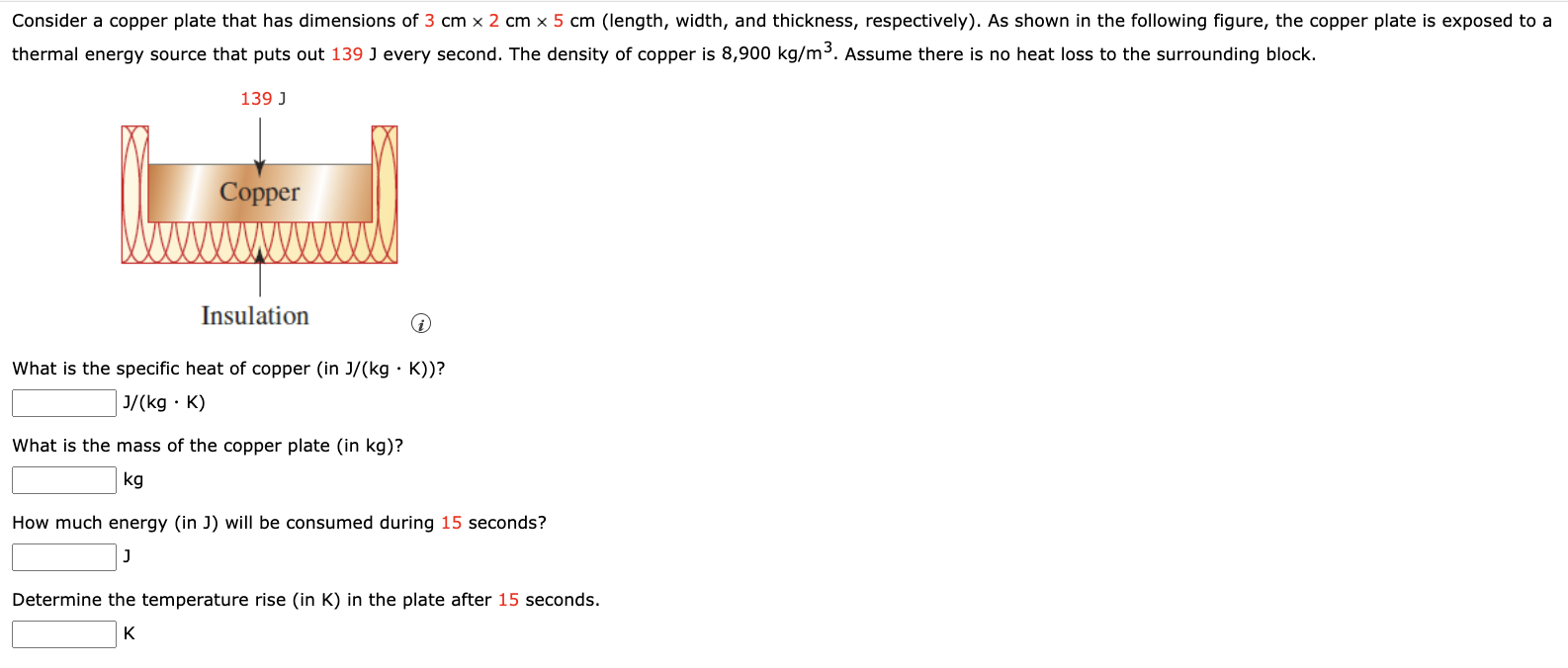 Consider a copper plate that has dimensions of 3