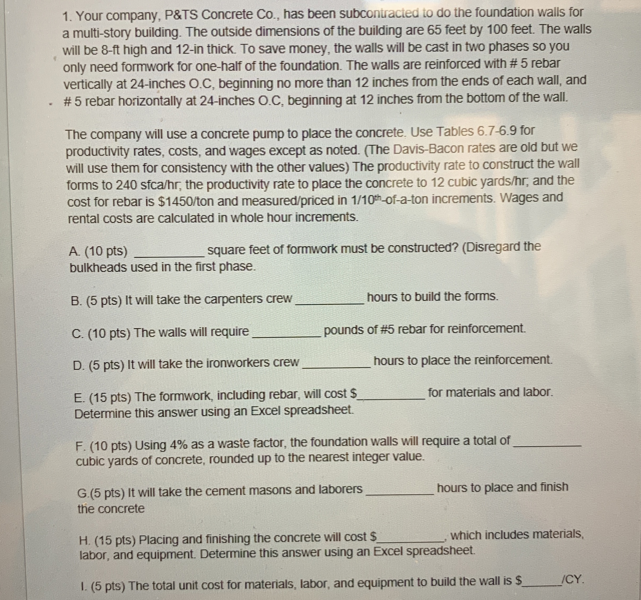 Your company, P&TS Concrete Co . , has been