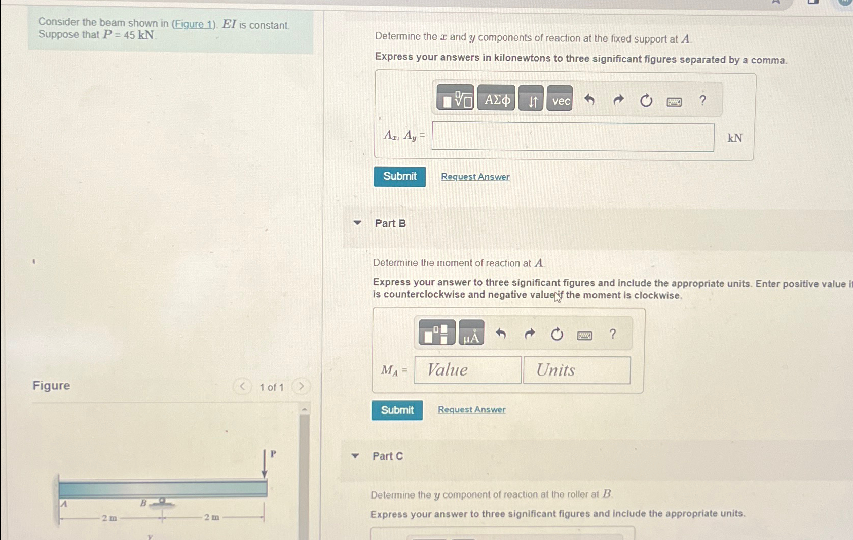 Consider the beam shown in ( Figure 1 ) . E I is