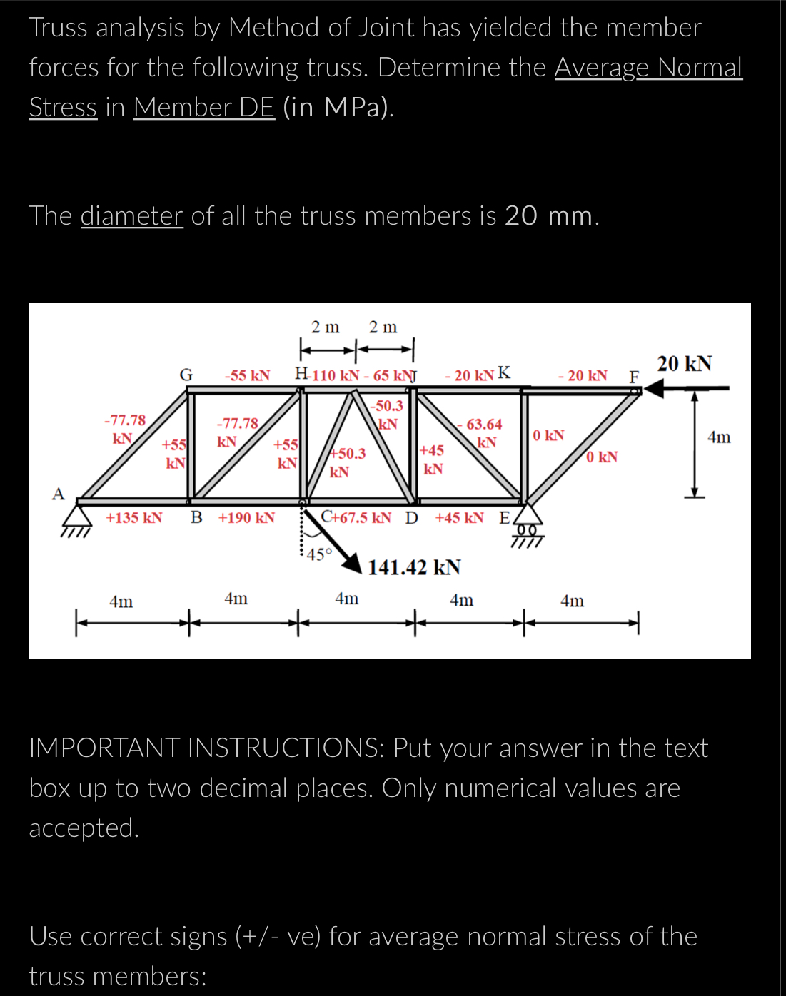 Truss analysis by Method of Joint has yielded the