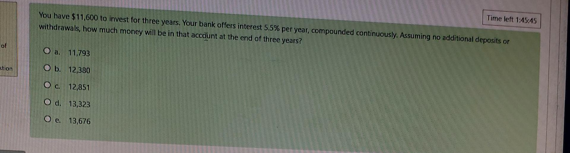 Time left 1 : 4 5 : 4 5 You have $ 1 1 , 6 0 0 to