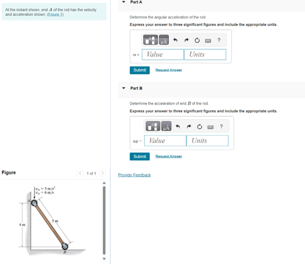 Part A At the instant shown, end A of the rod has