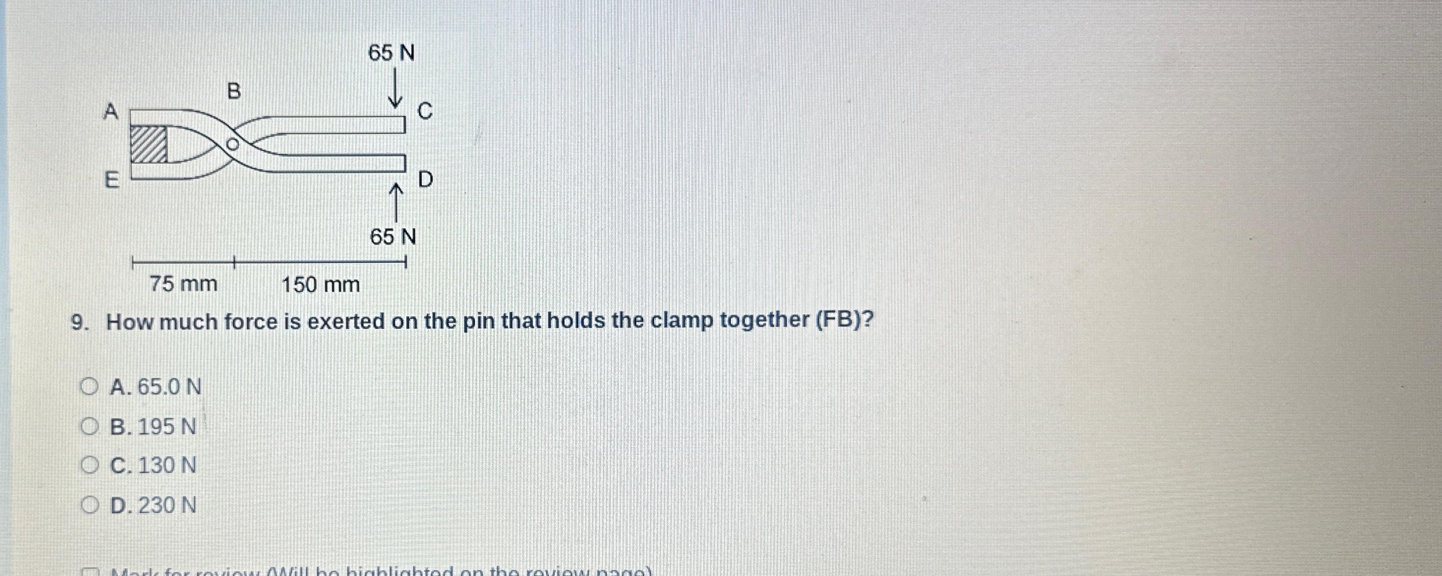 How much force is exerted on the pin that holds