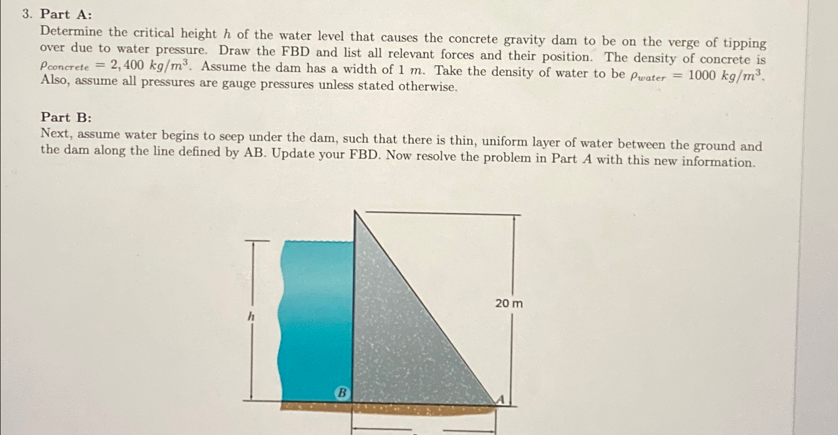 Part A: Determine the critical height h of the