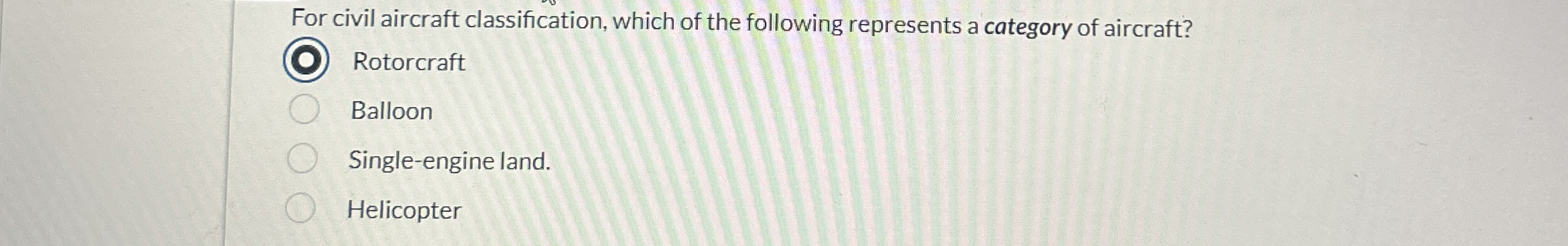 For civil aircraft classification, which of the