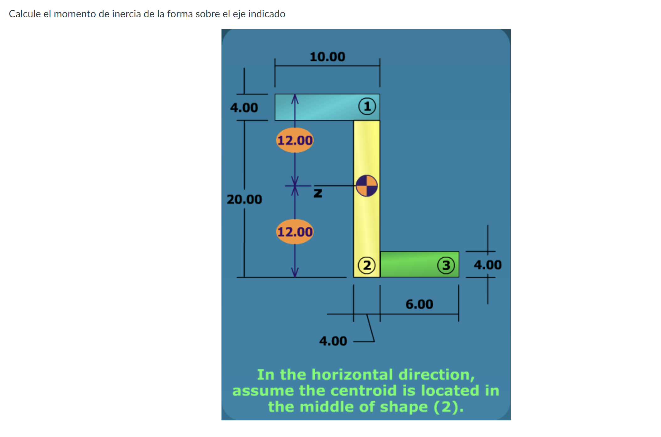 Calcule el momento de inercia de la forma sobre