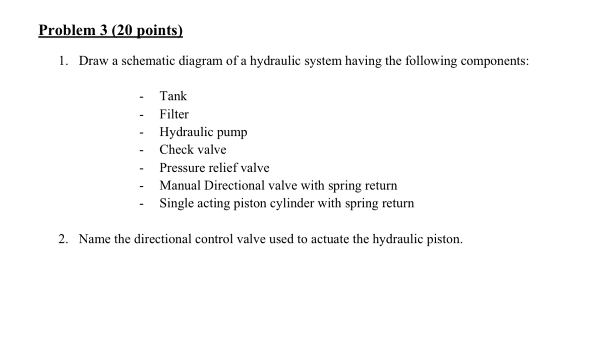 Problem 3 ( 2 0 points ) Draw a schematic diagram