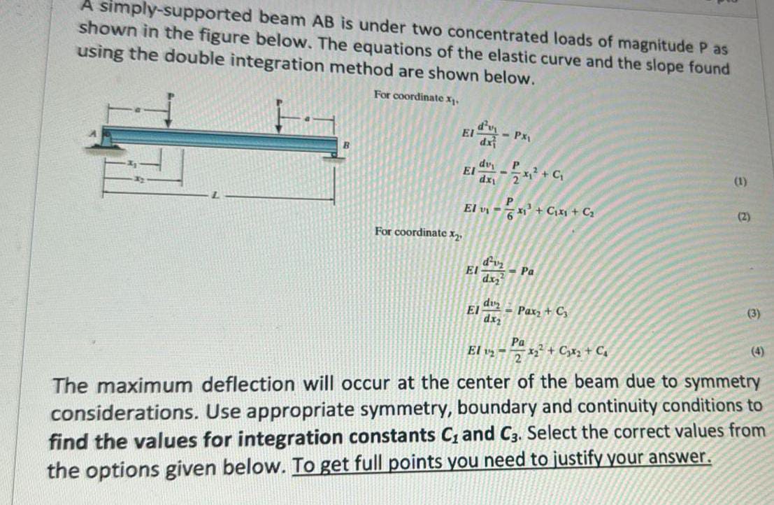 A simply - supported beam A B is under two
