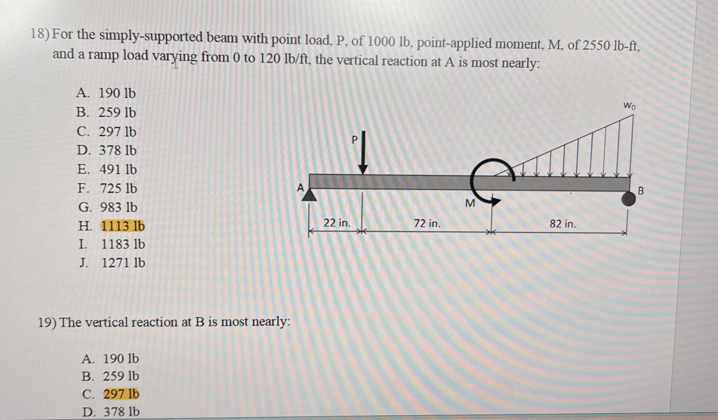 For the simply - supported beam with point load,