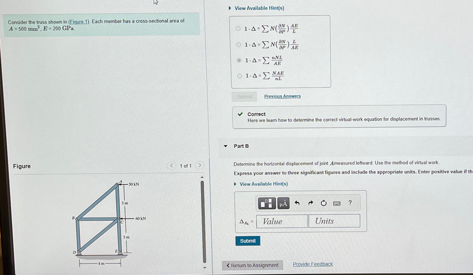 Consider the truss shown in ( Figure 1 ) . Each