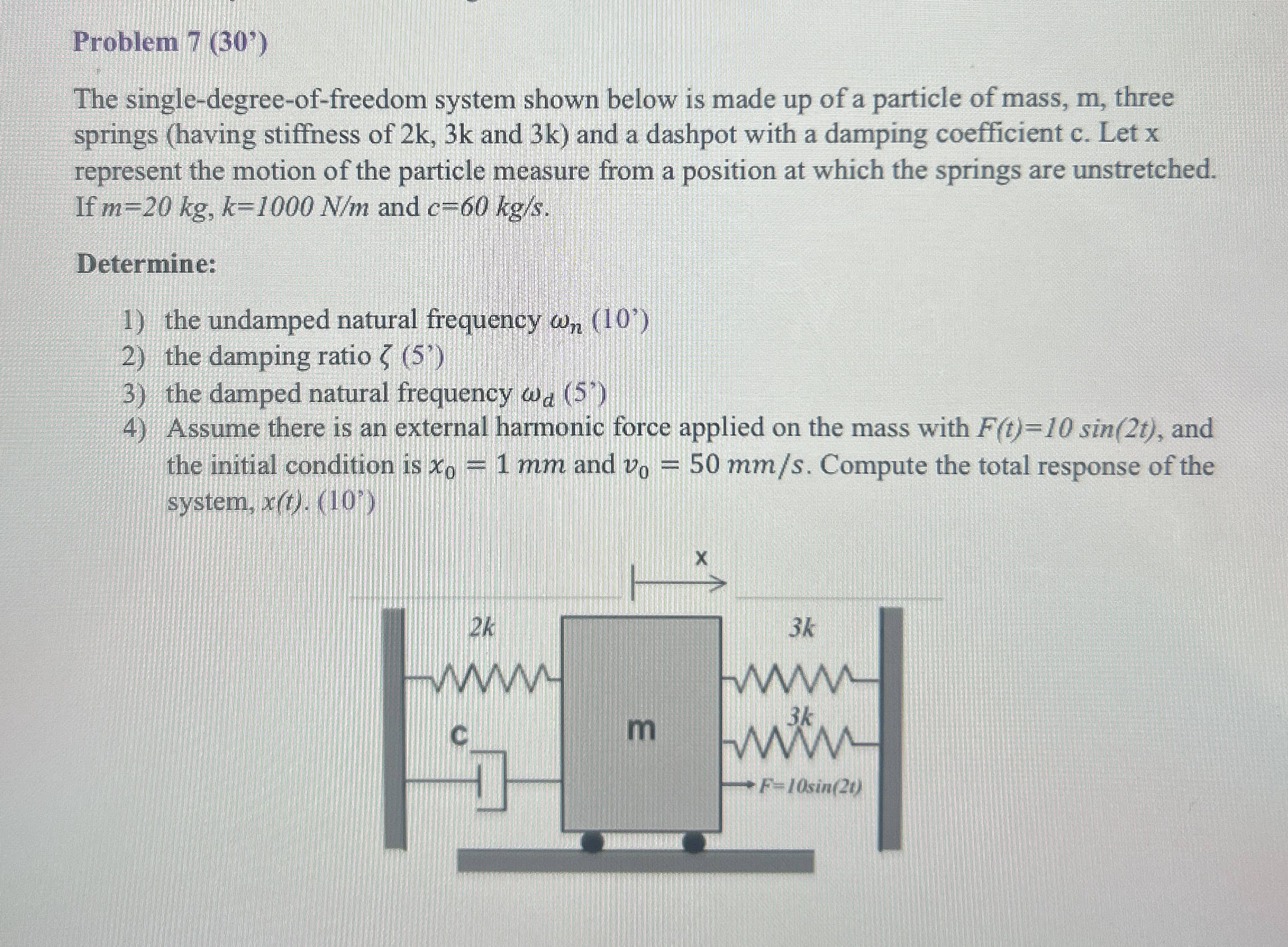 Problem 7 ( 3 0 ' ) The single - degree - of -