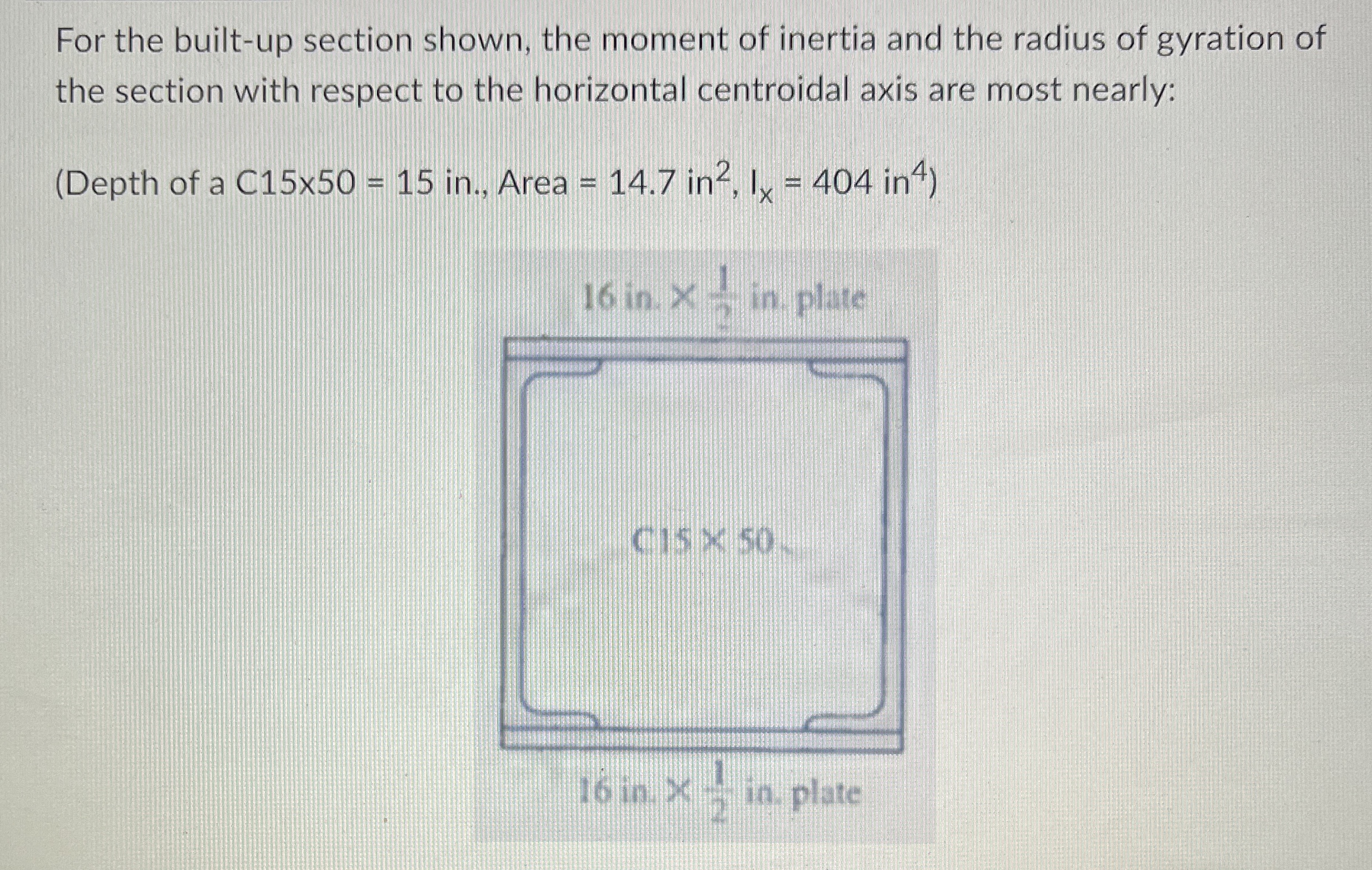 For the built - up section shown, the moment of