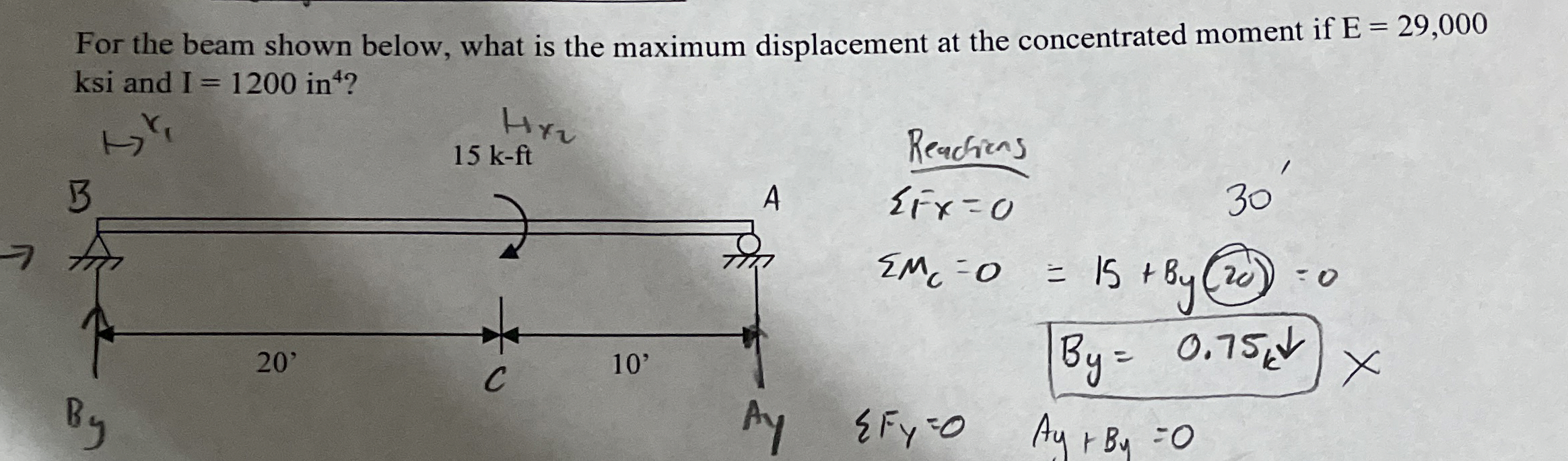 Solve and Show Steps. For the beam shown below,