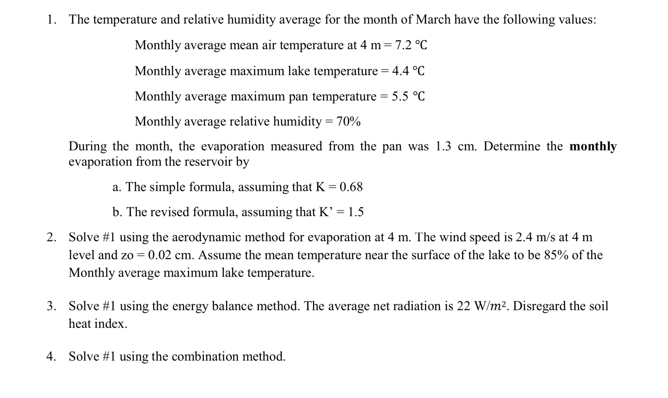 The temperature and relative humidity average for