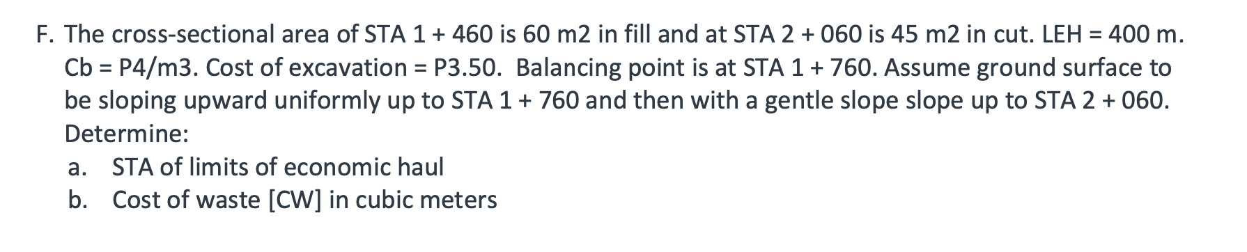 F . The cross - sectional area of STA 1 + 4 6 0