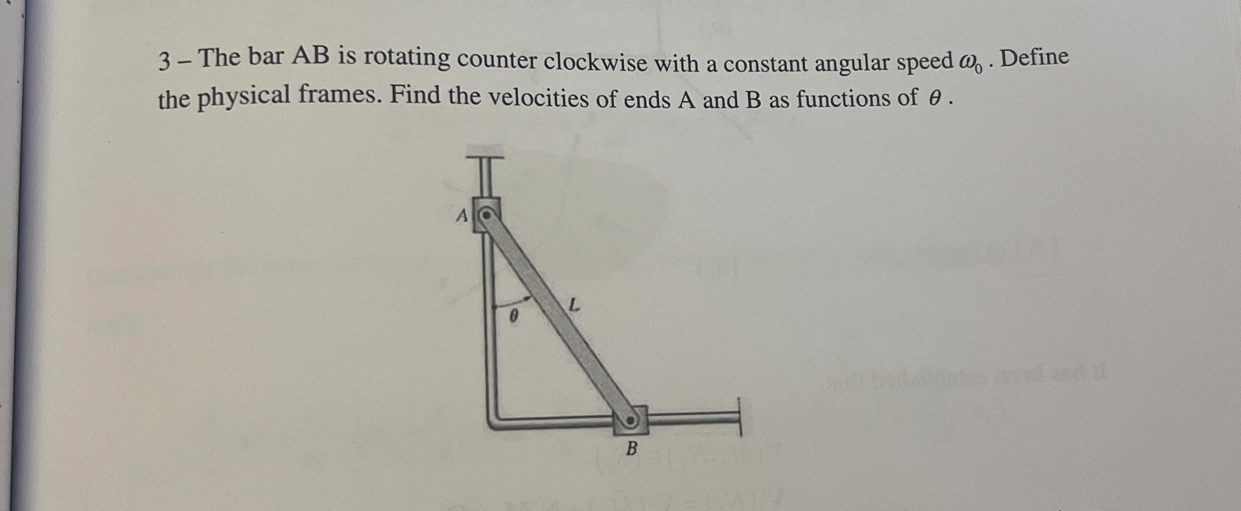 3 - The bar AB is rotating counter clockwise with