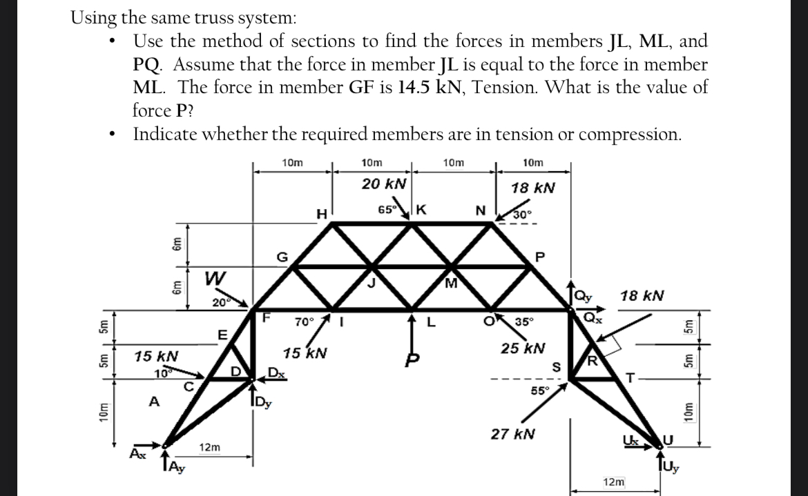 Using the same truss system: Use the method of