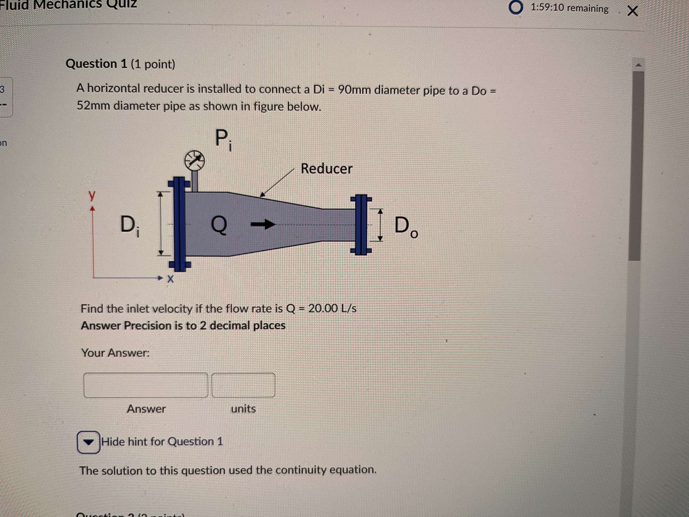 Question 1 ( 1 point ) A horizontal reducer is