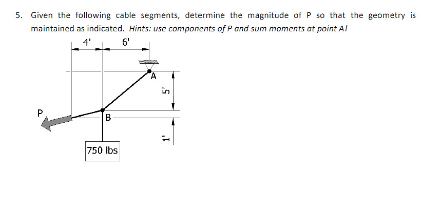 Given the following cable segments, determine the