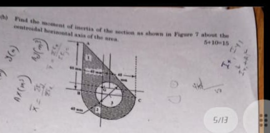 ( t ) Find the moment of inertia of the section