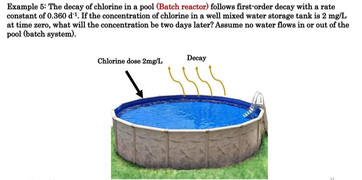 Example 5 : The decay of chlorine in a pool (