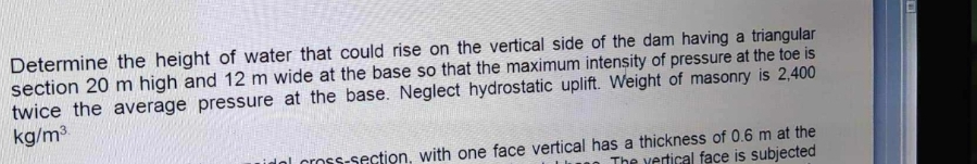 Determine the height of water that could rise on