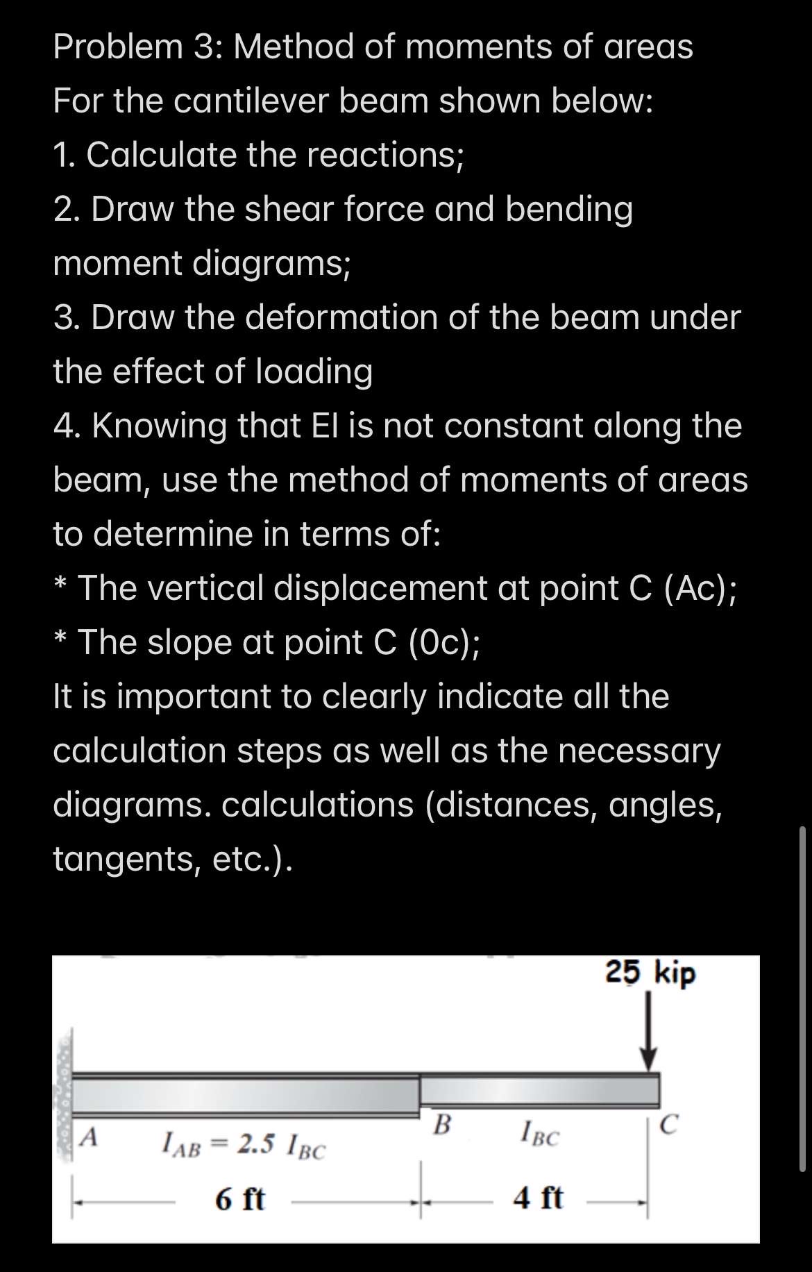 Problem 3 : Method of moments of areas For the