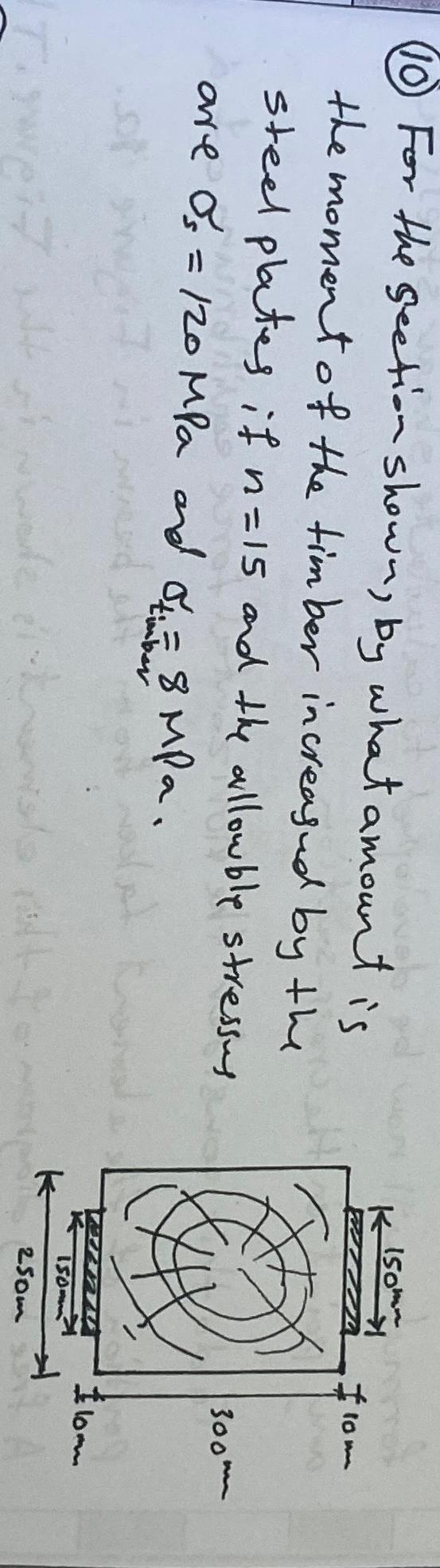 ( 1 0 ) For the section shown, by what amount is