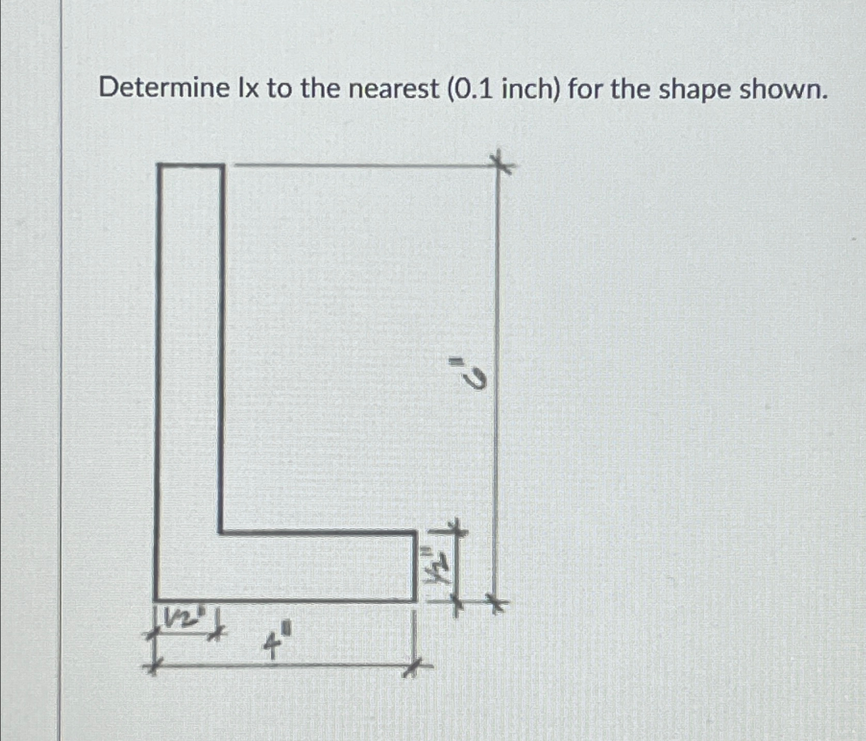 Determine Ix to the nearest ( 0 . 1 inch ) for