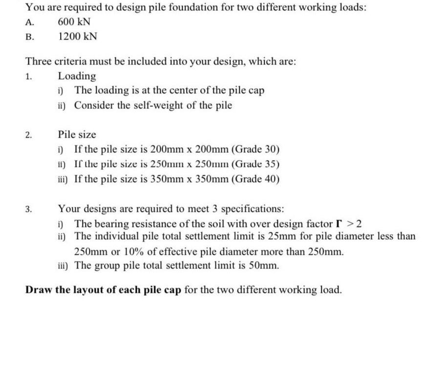 You are required to design pile foundation for
