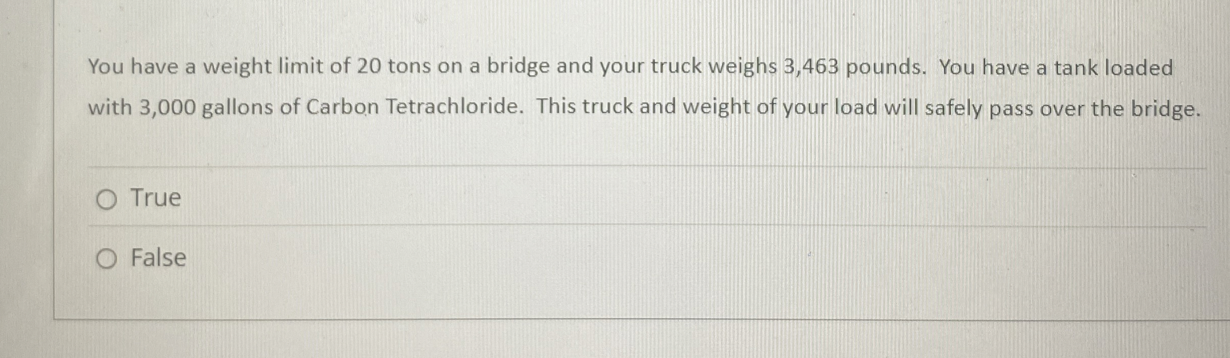You have a weight limit of 2 0 tons on a bridge