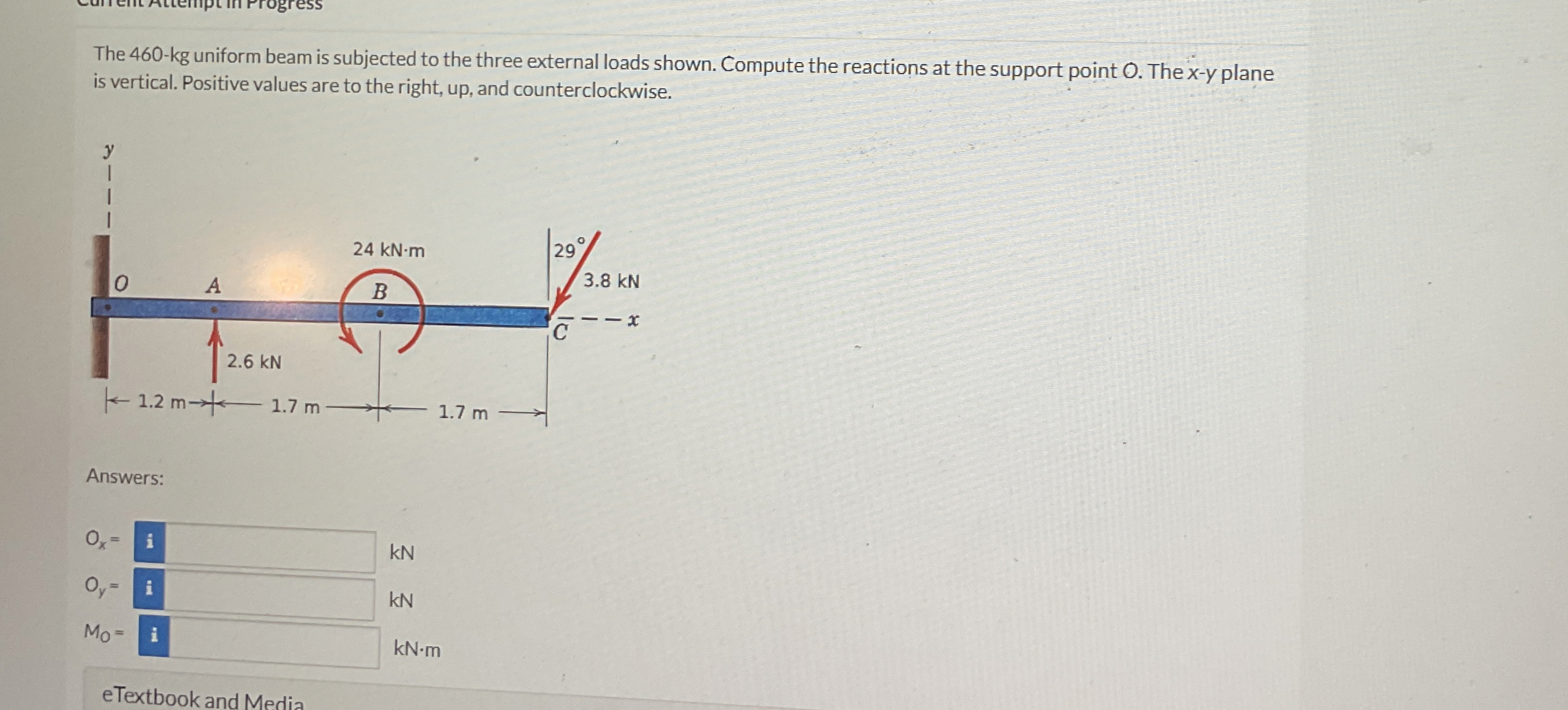 The 4 6 0 - k g uniform beam is subjected to the