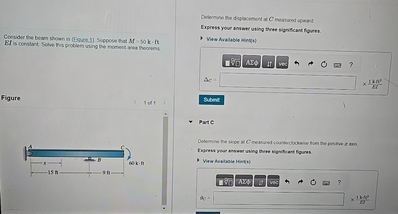 Determine the displacement at C measured upward.