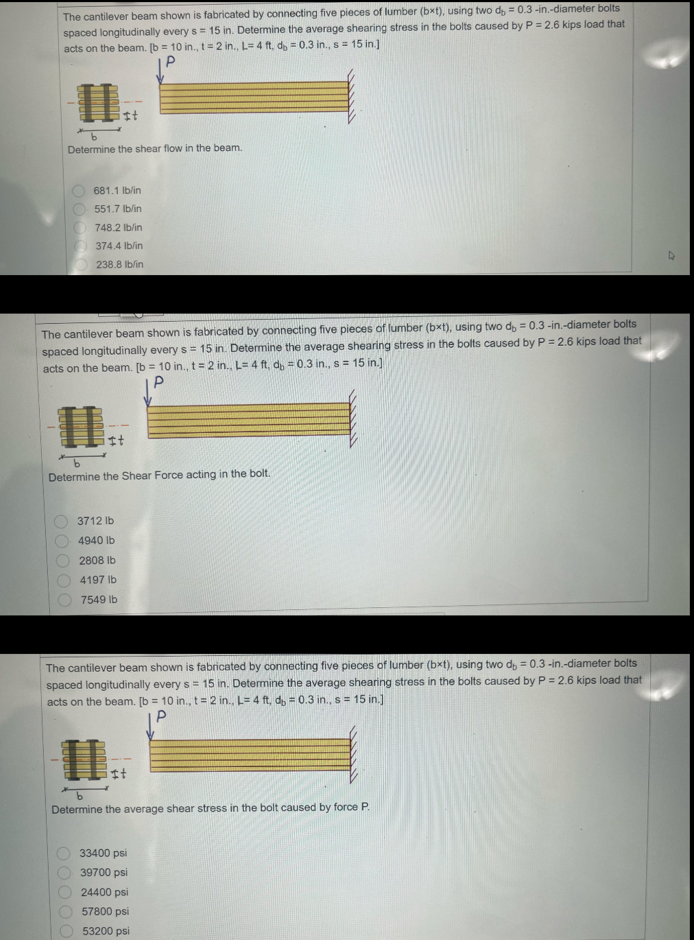 The cantilever beam shown is fabricated by